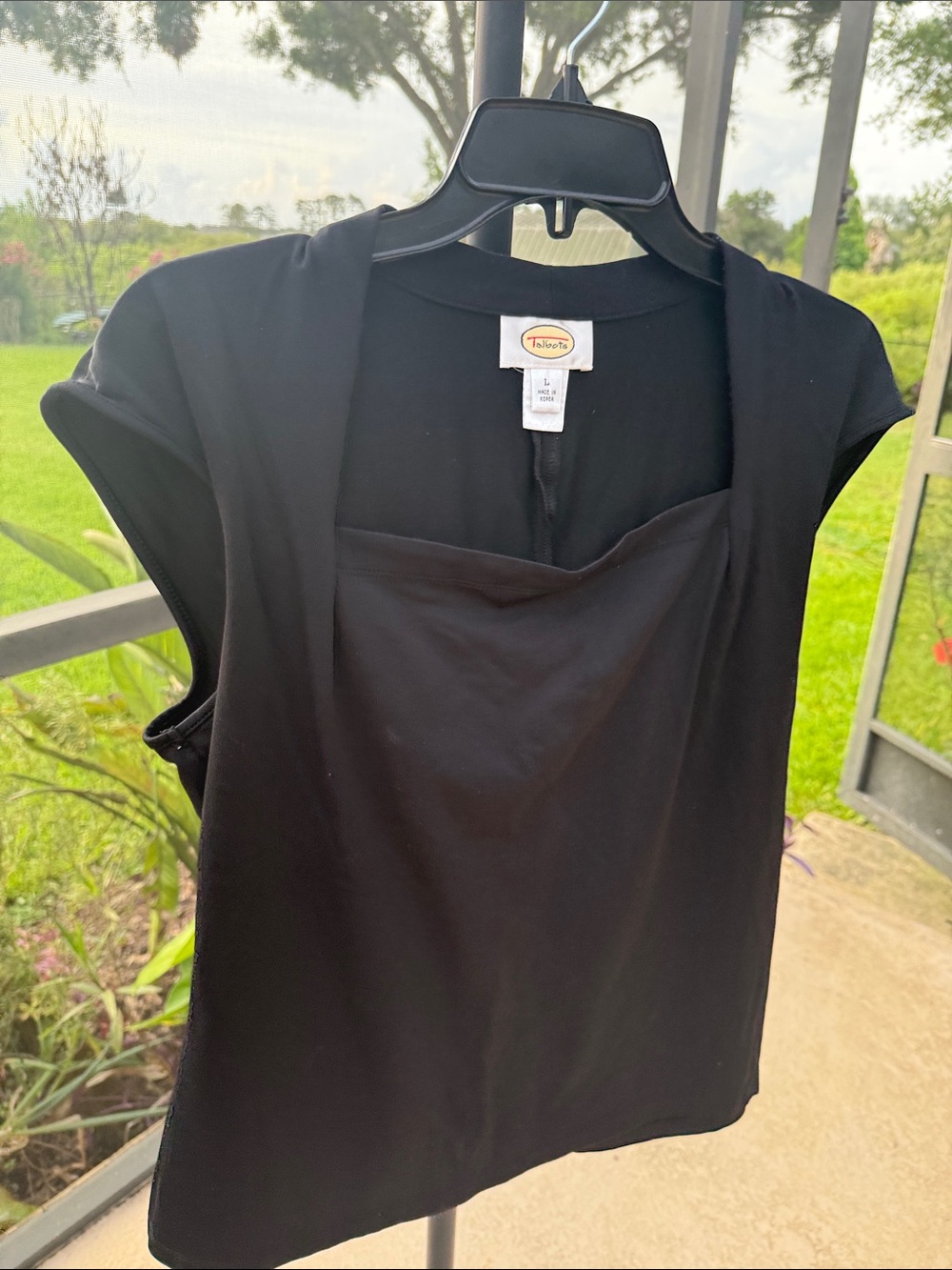 Talbots Black Cap-Sleeve Square-Neck Camisole Top
